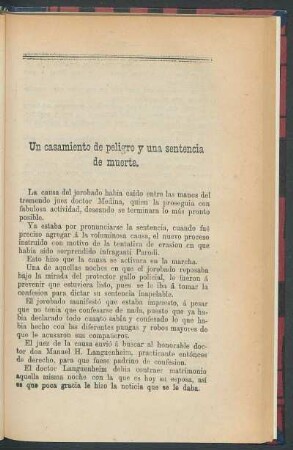 Un casamiento de peligro y una sentencia de muerte.