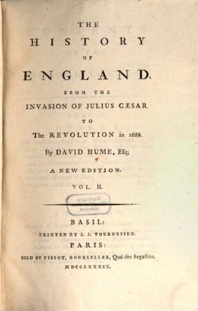 The History Of England : From The Invasion Of Julius Caesar To The Revolution in 1688., 2