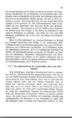 VIII. Der Zusammenbruch der mazedonischen Front und seine Ursachen.