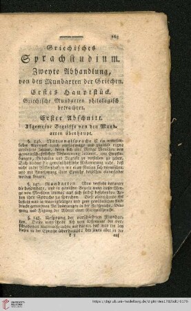 Erstes Hauptstück: Griechische Mundarten philologisch betrachtet
