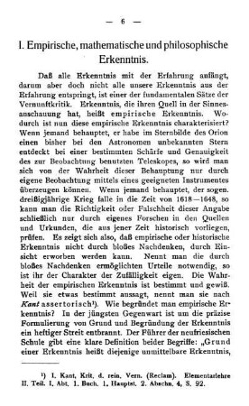 I. Empirische, mathematische und philosophische Erkenntnis.