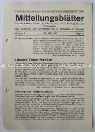 Mitteilungsblatt der Ordnungspolizei Dresden für die "weltanschauliche Schulung" mit antisemitischer Hetze, u.a. gegen den Schriftsteller Ilja Ehrenburg