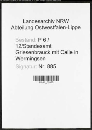 Sterberegister Standesamt Griesenbrauck
