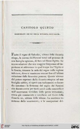 Capitolo quinto: Monumenti dei Re della Dinastia XXVI Saite