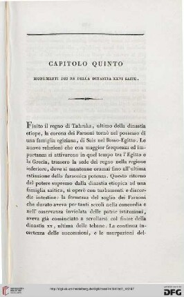 Capitolo quinto: Monumenti dei Re della Dinastia XXVI Saite