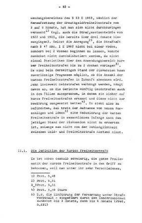 1. Die Definition der kurzen Freiheitsstrafe