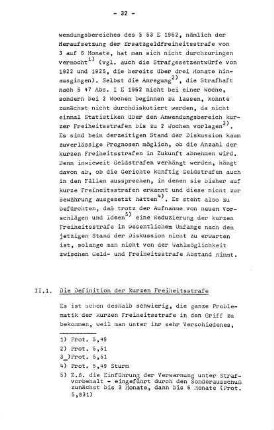 1. Die Definition der kurzen Freiheitsstrafe