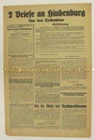 Sonderdruck mit Propaganda für die Kandidatur von Duesterberg bei der Reichspräsidentenwahl 1930