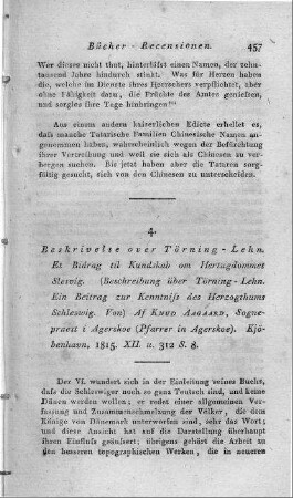 Beskrivelse over Törning Lehn ... / Knud Aagaard. - Kjbenhavn, 1815