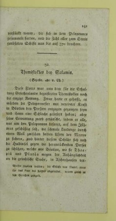 32. Themistokles bey Salamis. (Septbr. 480 v. Ch.)