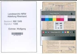 Entnazifizierung Wolfgang Eichner , geb. 12.03.1911 (Studienrat)