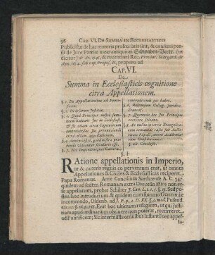 Cap. VI. De Summa Ecclesiasticis cognitione citra Appellationem.