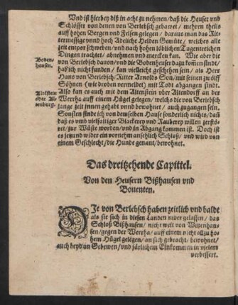 Das dreitzehende Capittel. Von den Heusern Bißhausen und Boventen.