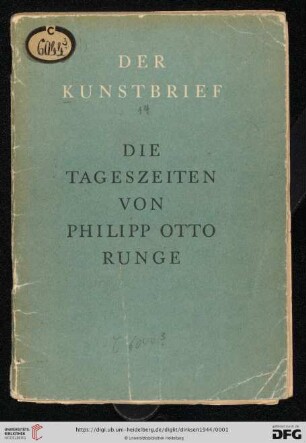 Band 14: Der Kunstbrief: Philipp Otto Runge - die Tageszeiten