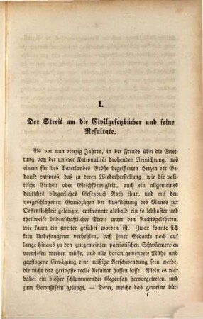 Zur Frage von den Civilgesetzbüchern : ein Votum in Veranlassung des Entwurfs eines bürgerlichen Gesetzbuchs für das Königreich Sachsen