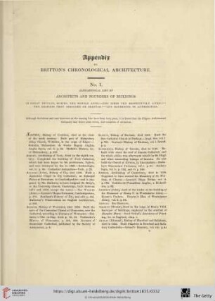 Appendix to Britton's Chronological Architecture
