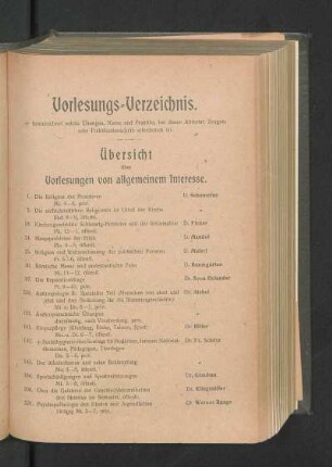 Vorlesungs-Verzeichnis.