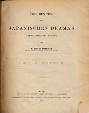 Über den Text eines japanischen Dramas, 2. [Schluss]