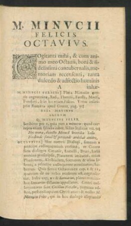 M. Minucii Felicis Octavius. I. - X.