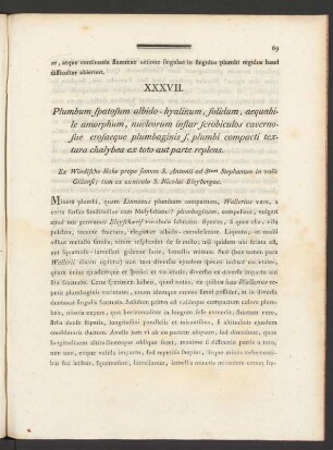 XXXVII. Plumbum spatosum albido-hyalinum, solidum, ...