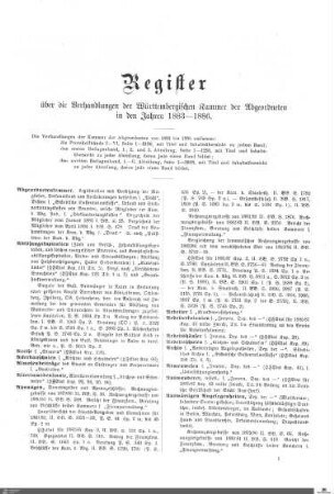 Register Kammer der Abgeordneten 1883-1886
