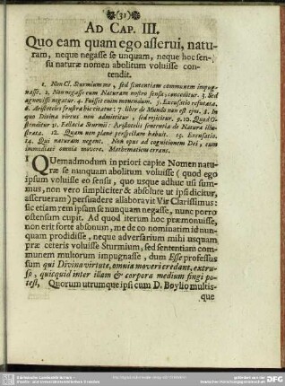 Ad Cap. III. Quo eam quam ego asserui, naturam, neque negasse se unquam, neque hoc sensu naturae nomen abolitum voluisse contendit