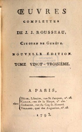Mémoires, 1. Les Confessions De De [!] J. J. Rousseau ; T. 1