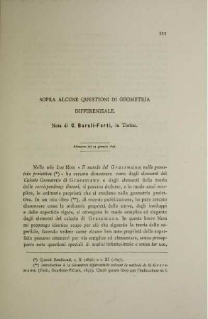 Sopra alcune questioni di geometria differenziale.