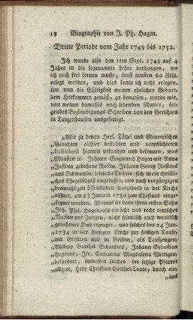 Dritte Periode vom Jahr 1749 bis 1752.