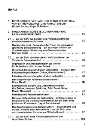 I-IV, Inhaltsverzeichnis