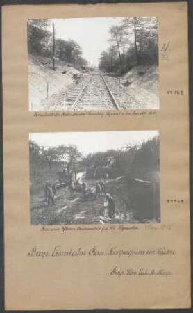 Bau eines Wasserdurchlasses auf der Strecke Chambley - Vigneulles, Mai 1915: Bau einer offenen Badeanstalt für die Ortsunterkunft Vigneulles