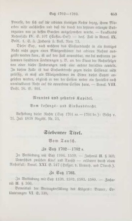 Siebenter Titel. Vom Tausch