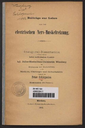 Beiträge zur Lehre von der electrischen Nerv-Muskelreizung
