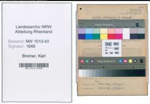 Entnazifizierung Karl Bremer , geb. 03.10.1899 (Abteilungsleiter)