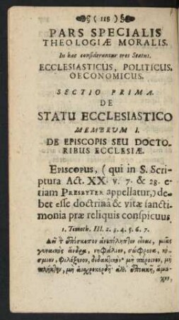 Pars Specialis Theologiae Moralis.