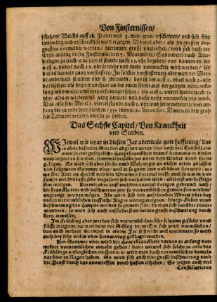 Das Sechste Capitel/ Von Kranckheit und Sterben.
