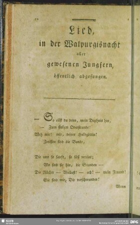 Lied in der Walpurgisnacht aller gewesenen Jungfern, öffentlich abgesungen