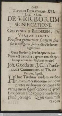 Titulus Digestorum XVI. Lib. XLIX. De Verborum Significatione