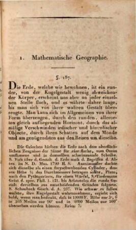 Anfangsgründe der Naturlehre : zum Gebrauche academischer Vorlesungen systematisch zusammengestellt, 2. Anfangsgründe der mathematischen und physischen Geographie nebst Atmosphaerologie : mit zwey Tafeln in Steindruck