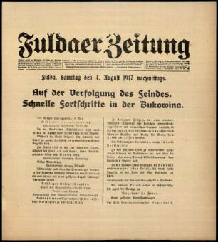 Ausgabe vom Samstag, den 04. August 1917.