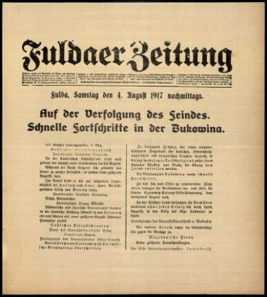 Ausgabe vom Samstag, den 04. August 1917.