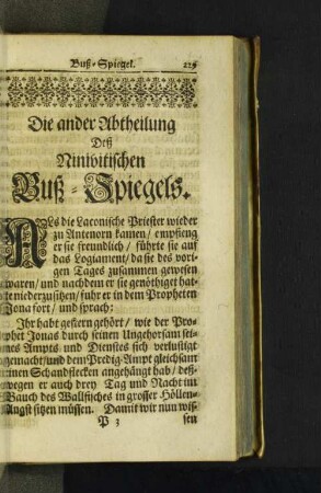 Die ander Abtheilung Deß Ninivitischen Buß-Spiegels.