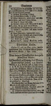 Von denen Churfürsten des Heil. Römischen Reichs.