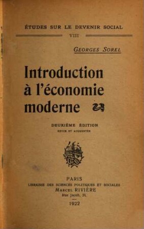 Introduction à l'économie moderne