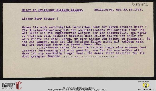 Brief(Abschrift)