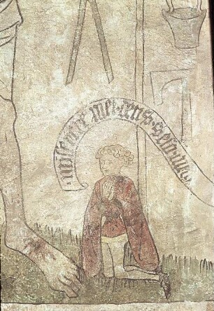 Schmerzensmann mit Leidenswerkzeugen und zwei Stifterfiguren