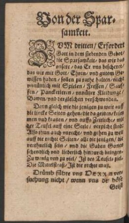 Von der Sparsamkeit.