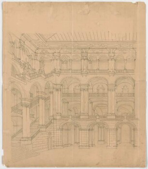 Thiersch, Friedrich von; München; Justizpalast - Vorhalle (Perspektive)