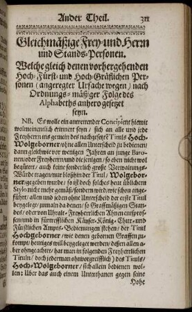 Gleichmäßige Frey-und Herrn und Stands-Personen.