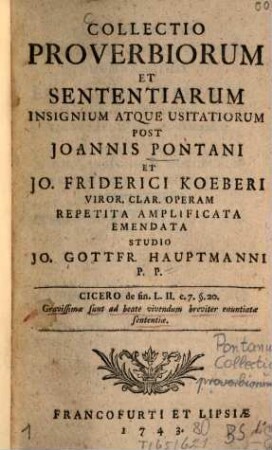 Collectio proverbiorum et sententiarum insignium atque usitatiorum